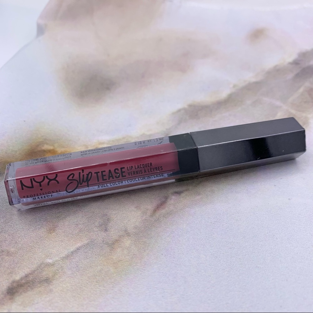 NYX slip tease lip lacquer full color, Rosy Outlook